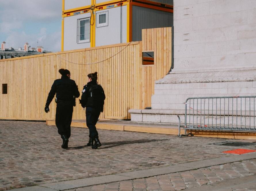 Private security professional monitoring an environment