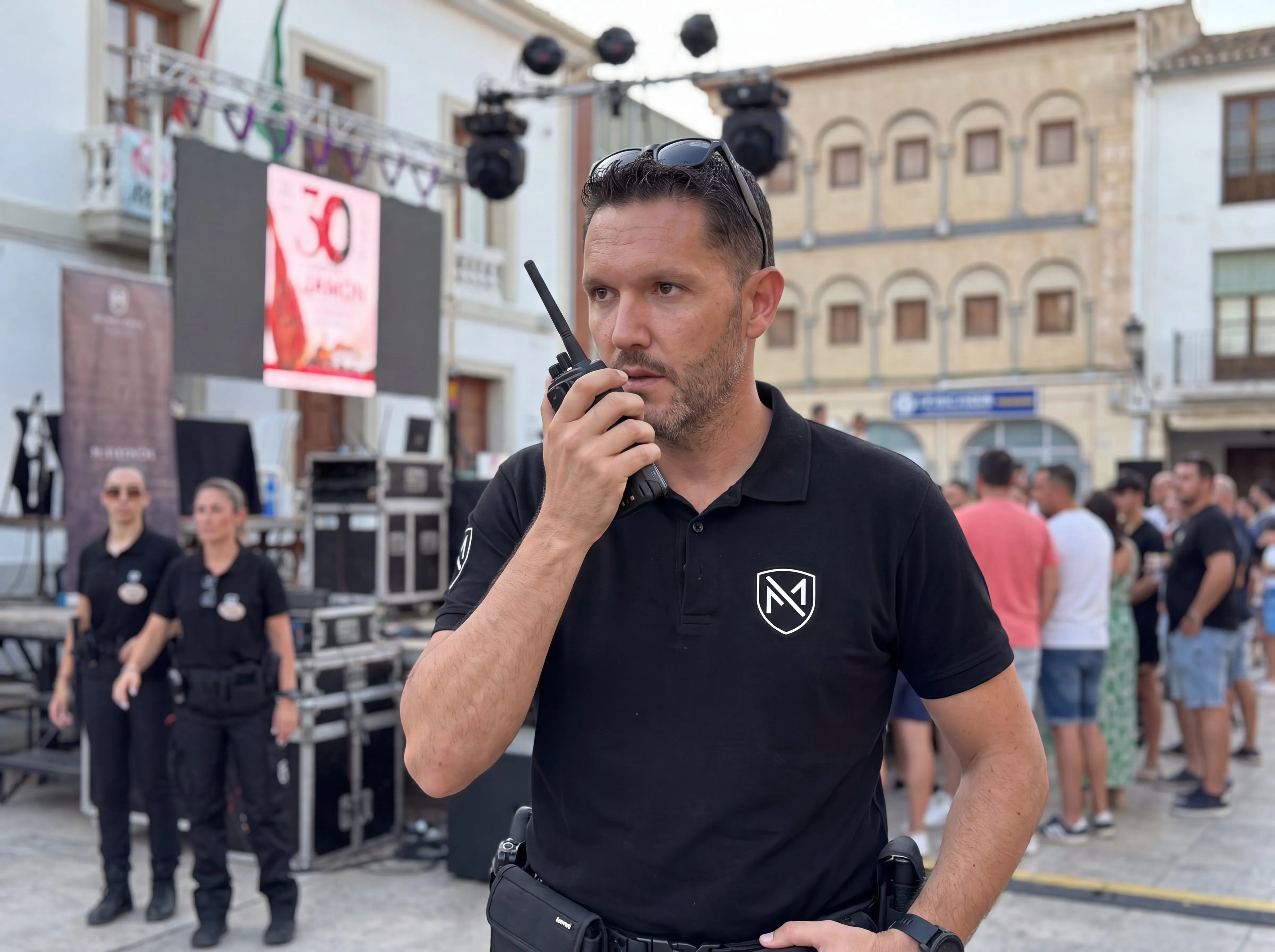 Private security team controlling access at an event