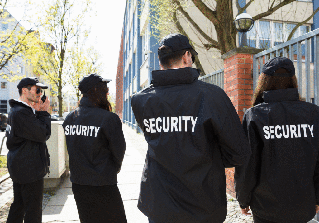 Security guard at a school's end-of-year celebration